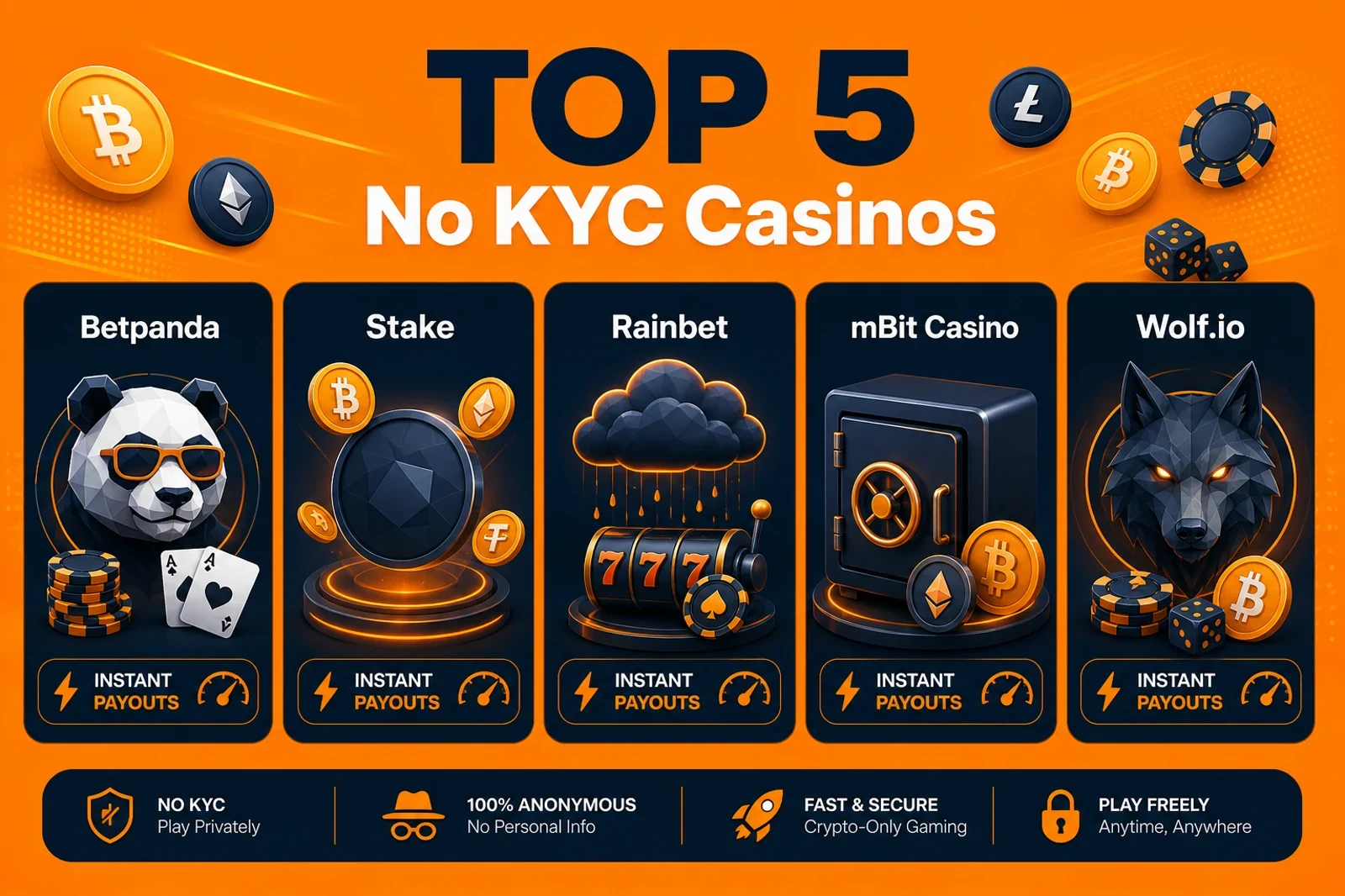 TOP 5 No KYC Casinos